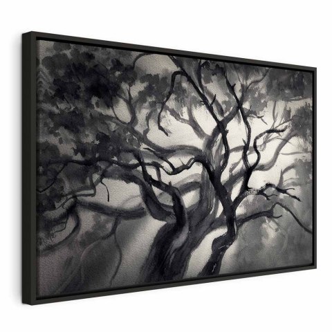 Obraz - Rozświetlone gałęzie (1-częściowy) szeroki 60x40 W ramie drewnianej czarnej