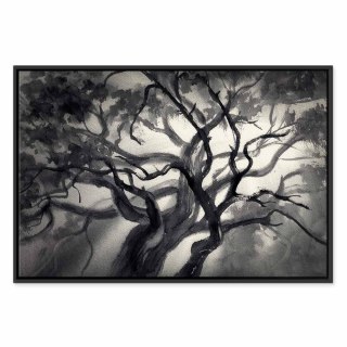 Obraz - Rozświetlone gałęzie (1-częściowy) szeroki 60x40 W ramie drewnianej czarnej