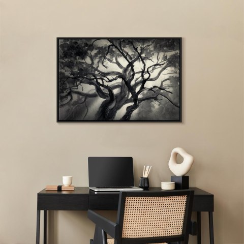 Obraz - Rozświetlone gałęzie (1-częściowy) szeroki 60x40 W ramie drewnianej czarnej
