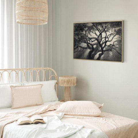 Obraz - Rozświetlone gałęzie (1-częściowy) szeroki 90x60 W ramie drewnianej naturalnej