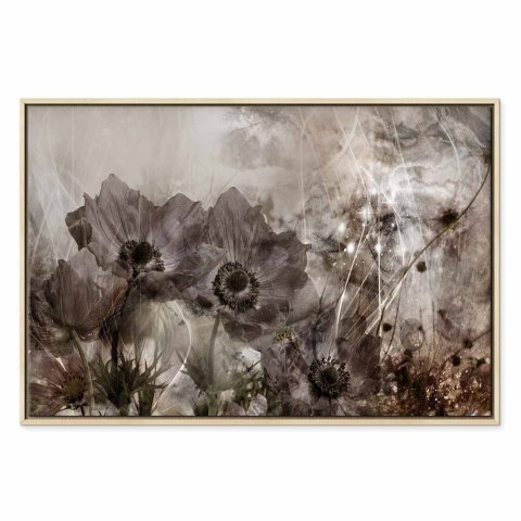 Obraz - Anemony w sepii (1-częściowy) szeroki 60x40 W ramie drewnianej naturalnej