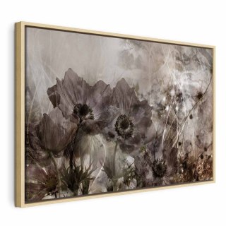 Obraz - Anemony w sepii (1-częściowy) szeroki 90x60 W ramie drewnianej naturalnej