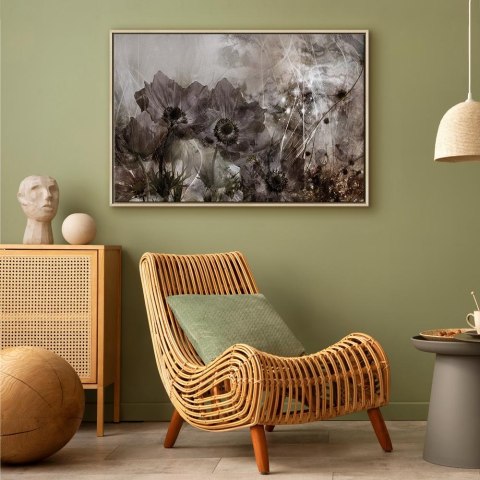 Obraz - Anemony w sepii (1-częściowy) szeroki 90x60 W ramie drewnianej naturalnej