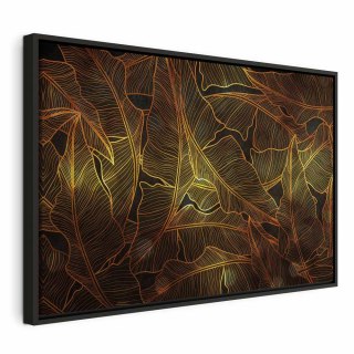 Obraz - Taniec złotych liści (1-częściowy) szeroki 120x80 W ramie drewnianej czarnej