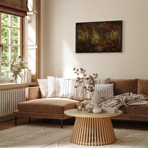 Obraz - Taniec złotych liści (1-częściowy) szeroki 120x80 W ramie drewnianej czarnej