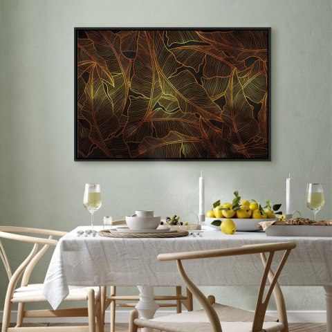 Obraz - Taniec złotych liści (1-częściowy) szeroki 120x80 W ramie drewnianej czarnej