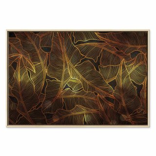 Obraz - Taniec złotych liści (1-częściowy) szeroki 120x80 W ramie drewnianej naturalnej