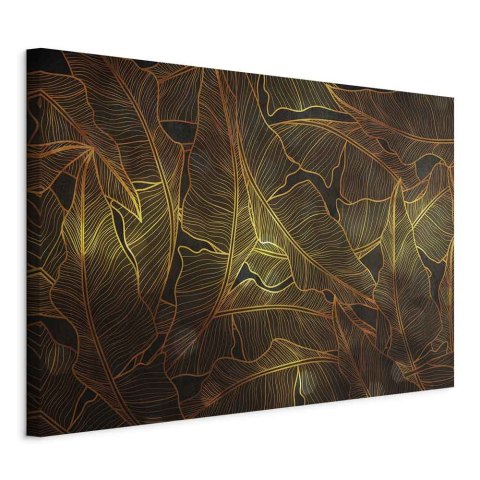 Obraz - Taniec złotych liści (1-częściowy) szeroki 90x60 Na płótnie włoskim
