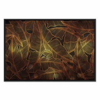 Obraz - Taniec złotych liści (1-częściowy) szeroki 90x60 W ramie drewnianej czarnej