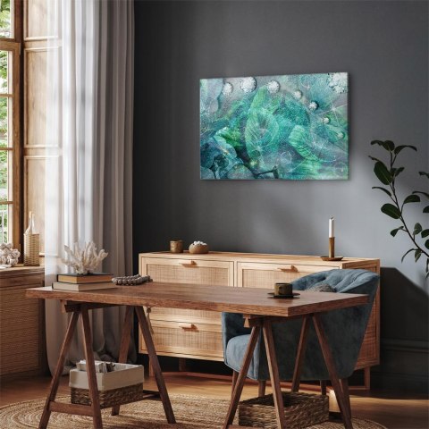 Obraz - Turkusowe liście (1-częściowy) szeroki 60x40 Standard