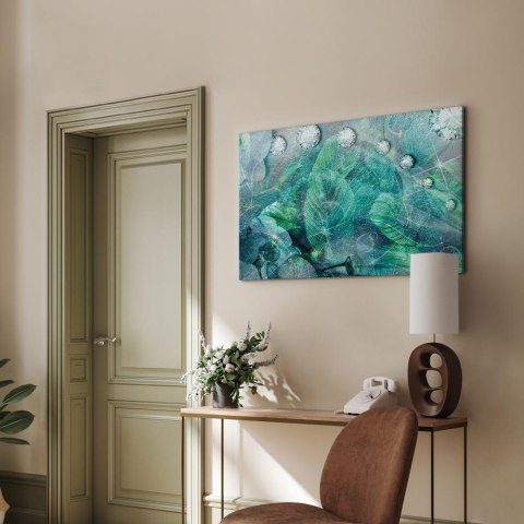 Obraz - Turkusowe liście (1-częściowy) szeroki 90x60 Standard