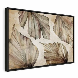 Obraz - Jesienne liście (1-częściowy) szeroki 60x40 W ramie drewnianej czarnej