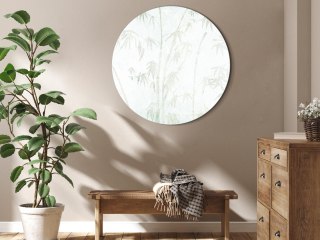 Obraz okrągły - Bambusowy las - Delikatna bambusowa dżungla w pastelowych barwach seledynu i zieleni na jasnym tle 60x60