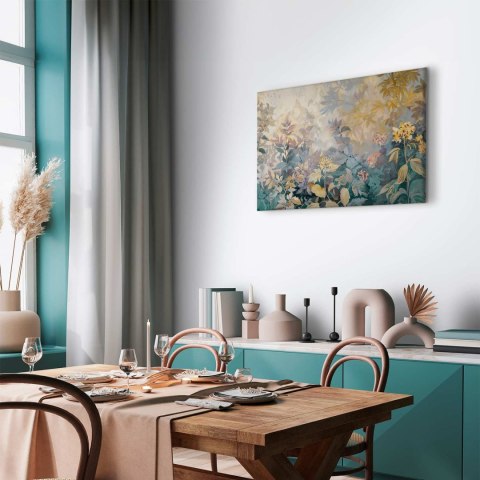 Obraz - Gobelinowy wzór z łąką i kwiatami kilim z wiosennym motywem 30x20 Na płótnie włoskim