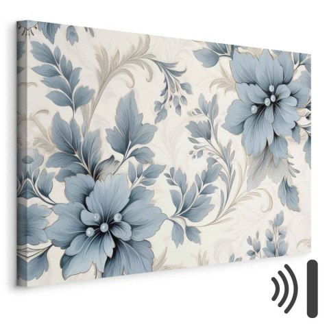 Obraz - Turkusowe kwiaty w retro klimacie florystyczne ornamenty 30x20 Akustyczny