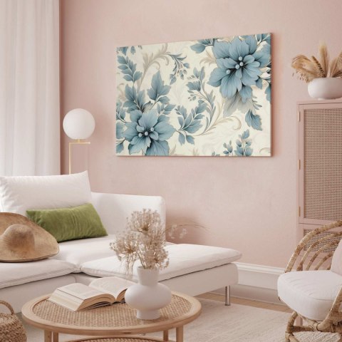 Obraz - Turkusowe kwiaty w retro klimacie florystyczne ornamenty 30x20 Akustyczny