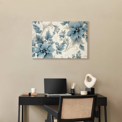 Obraz - Turkusowe kwiaty w retro klimacie florystyczne ornamenty 30x20 Akustyczny