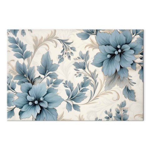 Obraz - Turkusowe kwiaty w retro klimacie florystyczne ornamenty 30x20 Standard