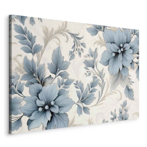 Obraz - Turkusowe kwiaty w retro klimacie florystyczne ornamenty 60x40 Standard