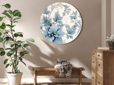 Obraz okrągły - Turkusowe kwiaty w retro klimacie florystyczne ornamenty 60x60