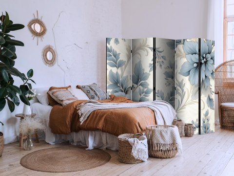 Parawan - Turkusowe kwiaty w retro klimacie; florystyczne ornamenty 225x172 Jednostronny
