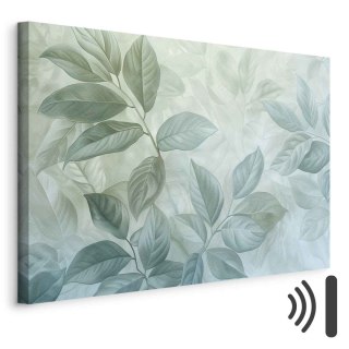 Obraz - Duże liście w odcieniach zielono-miętowych: motyw botaniczny 120x80 Akustyczny