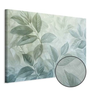 Obraz - Duże liście w odcieniach zielono-miętowych: motyw botaniczny 30x20 Premium Print