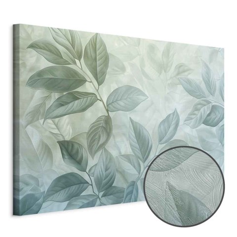 Obraz - Duże liście w odcieniach zielono-miętowych: motyw botaniczny 60x40 Premium Print