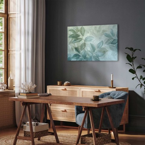 Obraz - Duże liście w odcieniach zielono-miętowych: motyw botaniczny 90x60 Standard