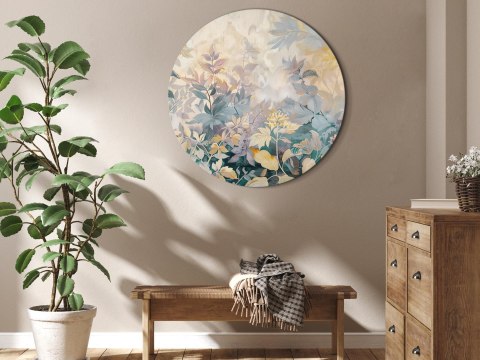 Obraz okrągły - Gobelinowy wzór z łąką i kwiatami kilim z wiosennym motywem 60x60