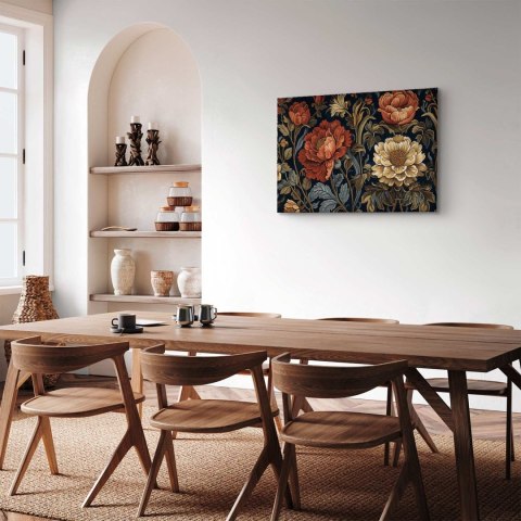 Obraz - Gobelinowe wielkie kwiaty retro motyw florystyczny w stylu kilimu 60x40 Standard