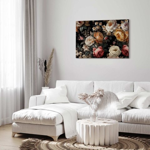 Obraz - Kolorowe kwiaty na czarnym tle 60x40 Standard