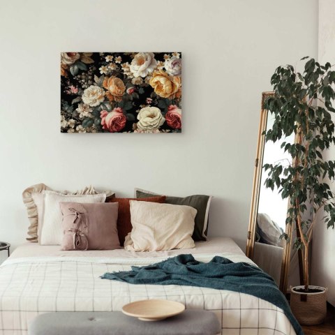 Obraz - Kolorowe kwiaty na czarnym tle 90x60 Standard