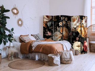 Parawan - Florystyka w stylu vintage - ogrom kolorowych kwiatów na czarnym tle 225x172 Akustyczny