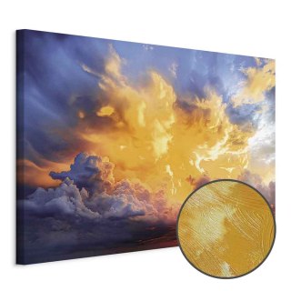 Obraz - Piękny zachód słońca - chmury w ciepłych odcieniach 120x80 Premium Print