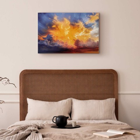 Obraz - Piękny zachód słońca - chmury w ciepłych odcieniach 120x80 Standard