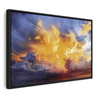 Obraz - Piękny zachód słońca - chmury w ciepłych odcieniach 90x60 W ramie drewnianej czarnej