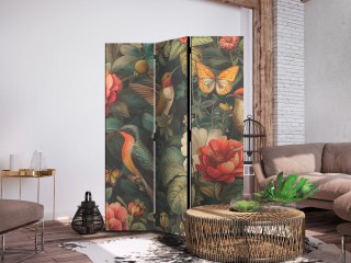 Parawan - W ogrodzie botanicznym - kwiaty ptaki i motyle - barwna ilustracja 135x172 Dwustronny