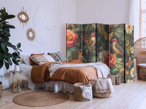 Parawan - W ogrodzie botanicznym - kwiaty ptaki i motyle - barwna ilustracja 225x172 Dwustronny