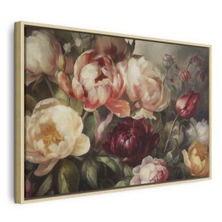 Obraz - Charyzmatyczne piwonie 60x40 W ramie drewnianej naturalnej