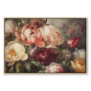 Obraz - Charyzmatyczne piwonie 90x60 W ramie drewnianej naturalnej
