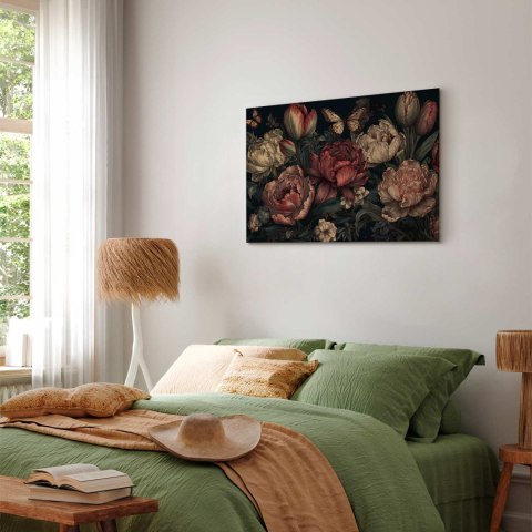 Obraz - Kwiaty na turkusowym tle 60x40 Standard