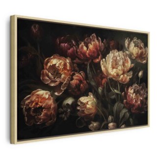 Obraz - Kwitnące tulipany 120x80 W ramie drewnianej naturalnej