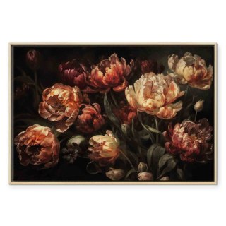 Obraz - Kwitnące tulipany 60x40 W ramie drewnianej naturalnej
