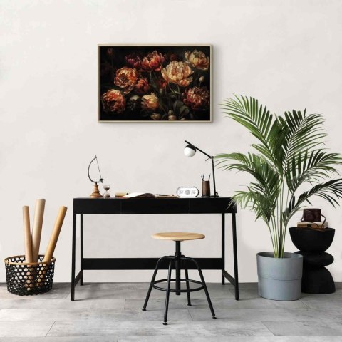 Obraz - Kwitnące tulipany 60x40 W ramie drewnianej naturalnej