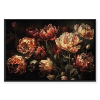 Obraz - Kwitnące tulipany 90x60 W ramie drewnianej czarnej