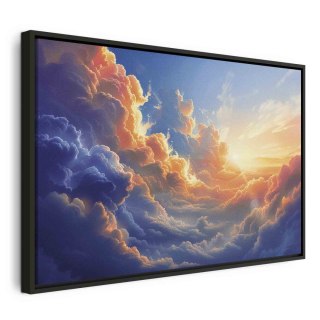 Obraz - Zachód słońca nad chmurnym morzem: cudowna symfonia barw 120x80 W ramie drewnianej czarnej
