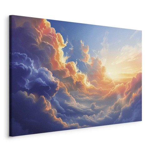 Obraz - Zachód słońca nad chmurnym morzem: cudowna symfonia barw 90x60 Standard