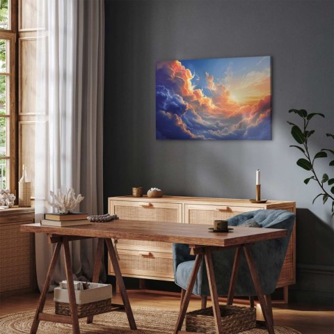 Obraz - Zachód słońca nad chmurnym morzem: cudowna symfonia barw 90x60 Standard