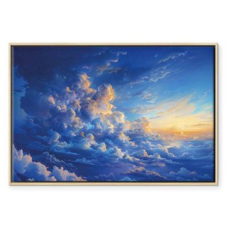 Obraz - Gdy niebo staje się płótnem: artystyczne dzieło natury w chmurach 120x80 W ramie drewnianej naturalnej